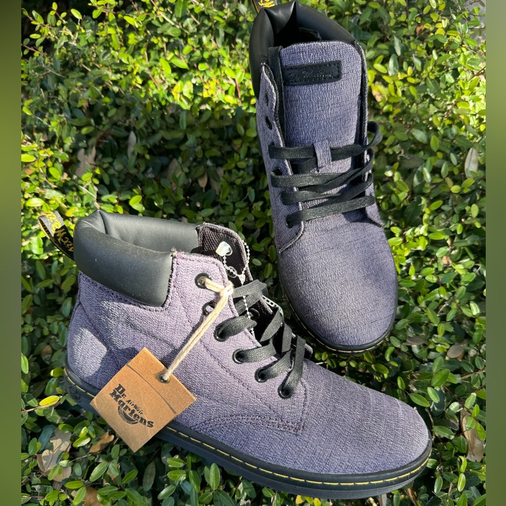 Dr. Martens cloth purple boots 8